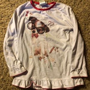 Doggy pajama top with fleece polka dot bottoms